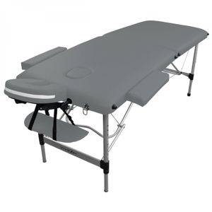 TABLE DE MASSAGE - TABLE DE SOIN Table de massage pliante 2 zones en aluminium + Accessoires et housse de transport - Gris - Vivezen
