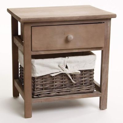 Table De Nuit Chevet Marron En Bois Avec 1 Tiroir Achat Vente
