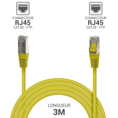 Lot De 100 Câbles Ethernet RJ45 Cat5e - 5 Pieds (1.5m) - Jaune - Neufs