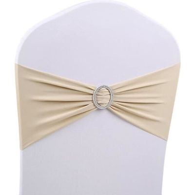 Écharpe de Chaise en Élasthanne Extensible avec Nœud-VEVOR-50 pcs-pour Mariage,Banquet,Décoration de Chaise de Célébration-Doré - Maison