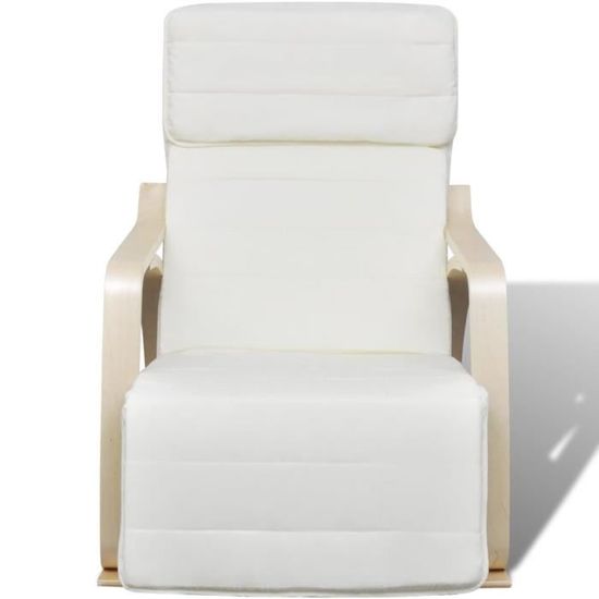 Chaise à bascule avec cadre en bois cintré Tissu Réglable Crème