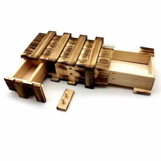 BOÎTE DE PUZZLE en bois avec compartiment caché, casse-tête, bijoux