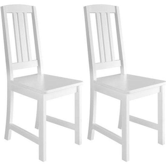 Chaises de cuisine blanches en bois massif - ERST-HOLZ - Set de 2 - Conception solide - Facile à nettoyer