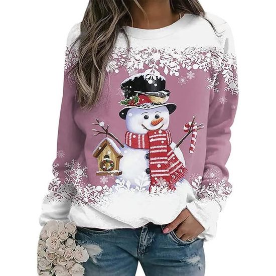 SWEATSHIRT Pull Noel Femme Pull Sweat Noel Femme Pull Moche de Noel Drole Femme Funny Ugly Merry Christmas Sweatshirt Sweat Noel Rose Cdiscount Pret a Porter