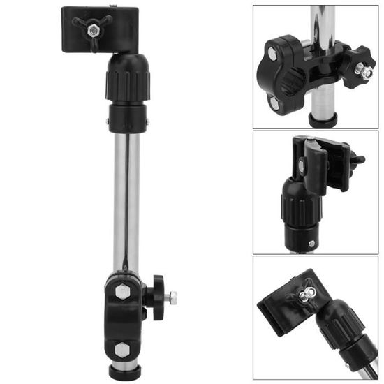 Porte-parapluie Pour Poussette & Vélo – Acier Inoxydable – Réglable 360° – Clip Adaptable 0.47 à 1.2 Pouces – Fixation Sans Outil