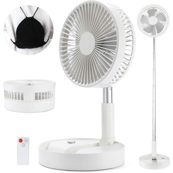 Ventilateur De Table Rechargeable USB - 4 Vitesses, Télécommande, Pliable Et Oscillant