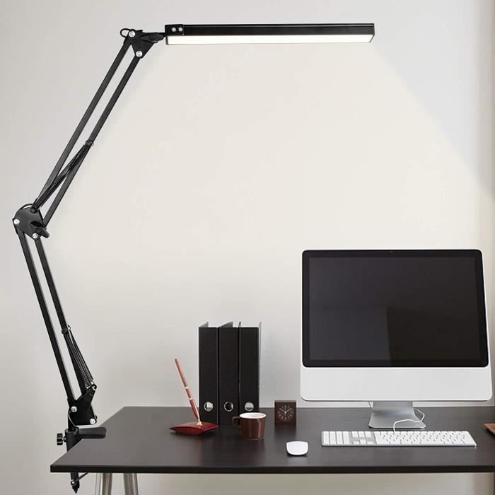 3 Températures de Couleur 10 Luminosité Réglable Lampe de Bureau LED à Clipser Lampe de Bureau 10 W Protection des Yeux Travail et Étude Convient Bureau Convient Adultes et Enfants