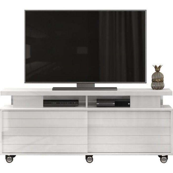 Meubles d appoint - DJ Moveis - Meuble TV 150 cm 60 Pouces Blanc Brillant - SEJOUR