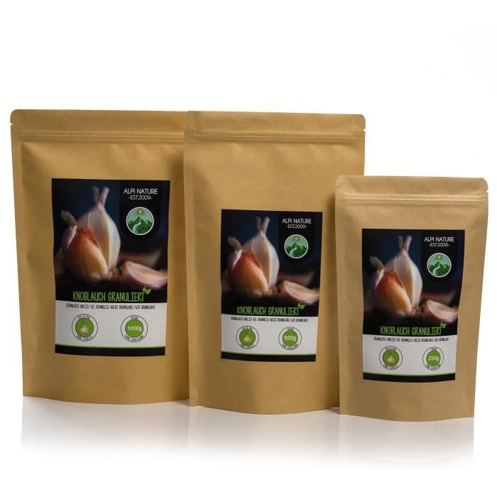 Ail granulé (1kg), ail moulu, 100% naturel à partir d'ail doucement séché, naturellement sans additifs, végétalien