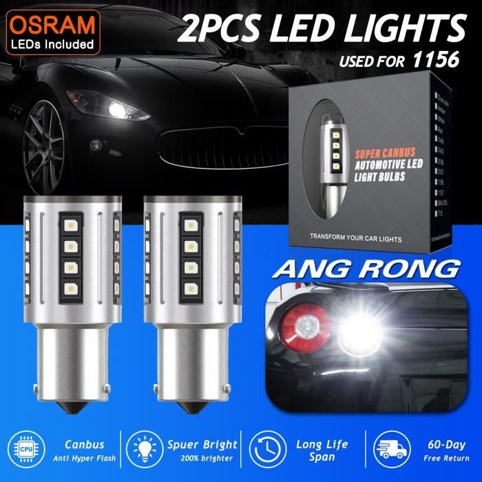 Lot 2 BA15s 382 P21W R5W R10W 24 SMD LED Anti Erreur ODB Avant Arrière Voiture ampoule Blanc 6000K