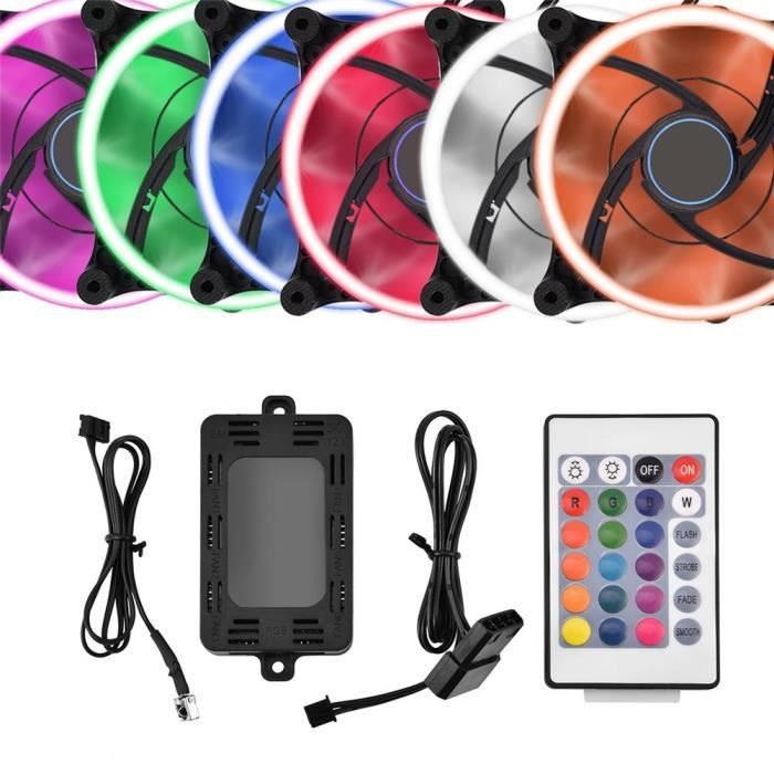 Lateraux Contrôleur LED RGB Télécommande 4 modes d'éclairage Personnalisation couleurs refroidisseur ventilateur PC-CER