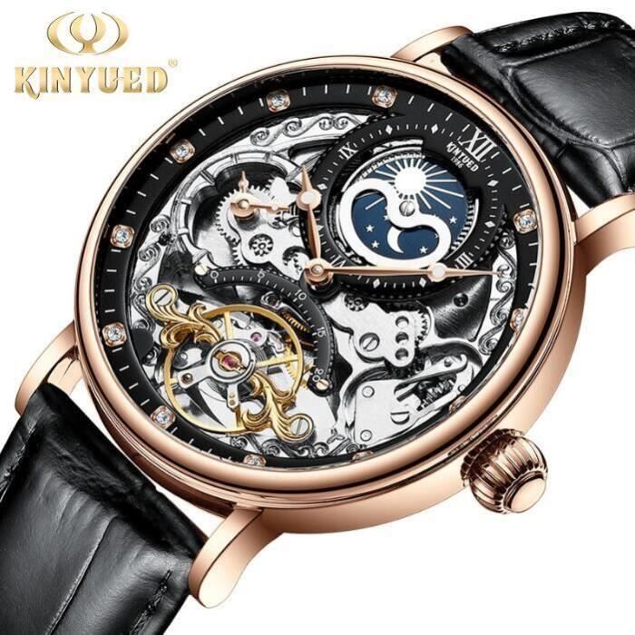 Montres Hommes - Mouvement à quartz Trois petits cadran Bracelet en acier inoxydable noir Rouge de la main Lumineuse étanche