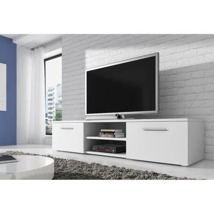 VEGAS Meuble TV contemporain décor Blanc - 150 cm