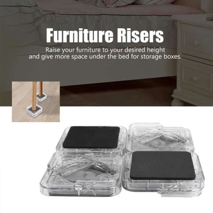 8pcs Pied de meubles Riser de fourniture Réhausseur de meuble Lit - Table - Bureau - Canapé-Chaise