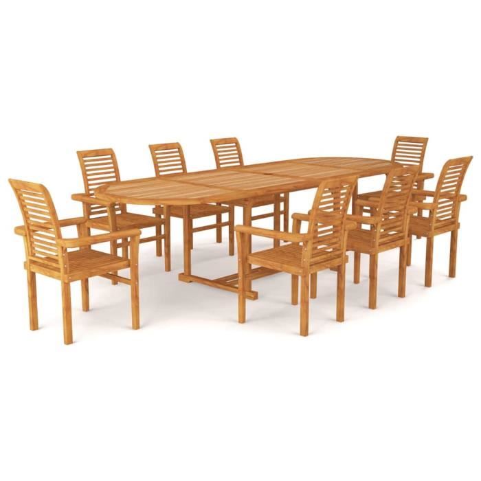 Haute qualité - Mobilier à dîner d'extérieur Salon de jardin 9 pcs Ensemble repas de jardin - Ensemble Table et Chaises Set bistrot