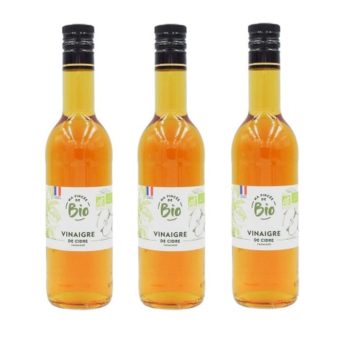Lot 3x Vinaigre de cidre BIO - France - Ma Pincée Bio - bouteille 500ml