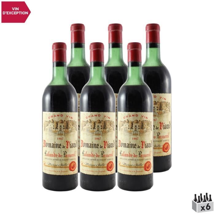 Domaine de Viaud Lalande-de-Pomerol Rouge 1967 - Lot de 6x75cl - Vin AOC Rouge de Bordeaux - Cépages Merlot, Cabernet Franc
