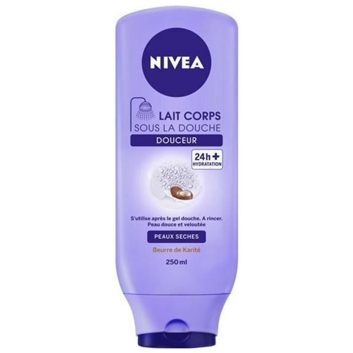Nivea Lait Corps Sous La Douche Douceur Peaux Sèches Beurre de Karité 250ml (lot de 6)