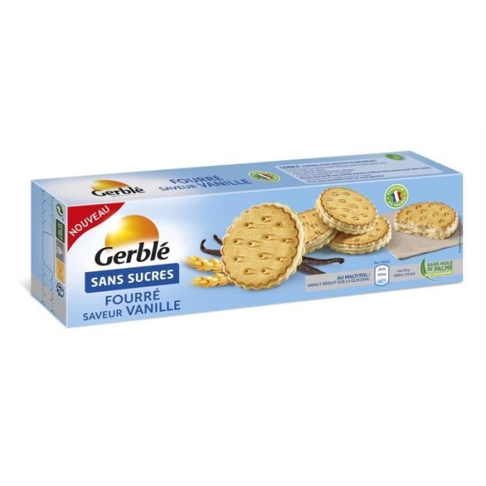 GERBLÉ - Biscuits Fourrés Au Vanille Sans Sucres 185G - Lot De 3