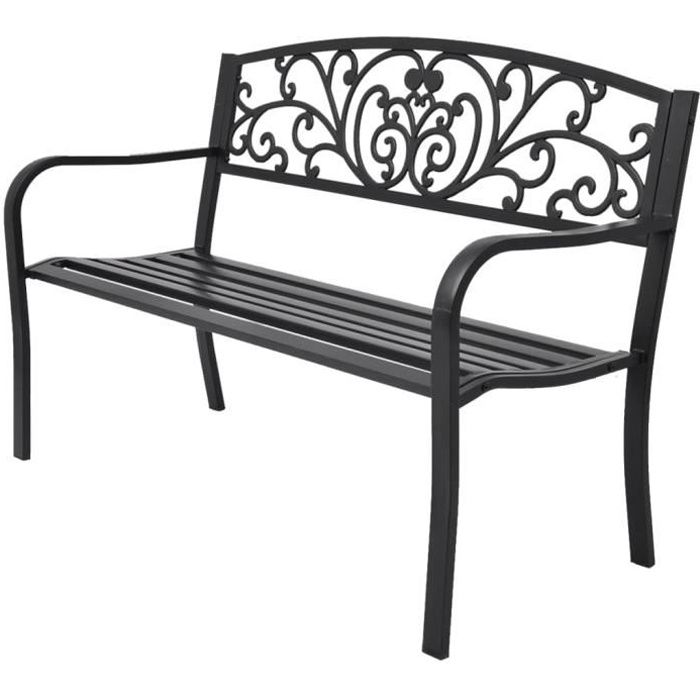 Luxueux Magnifique-Banc de Jardin 2-3 Places - Style Contemporain Banquette Extérieur - 127 cm Fonte Noir