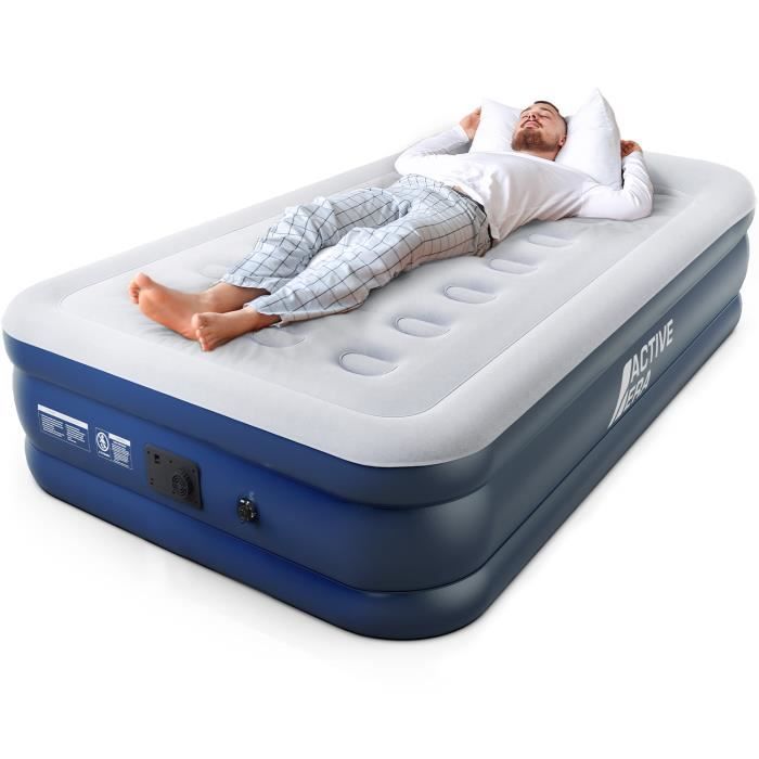 Active Era Matelas Gonflable Premium Une Personne avec Pompe Électrique et Oreiller Intégrés - 99 x 187 x 46 cm