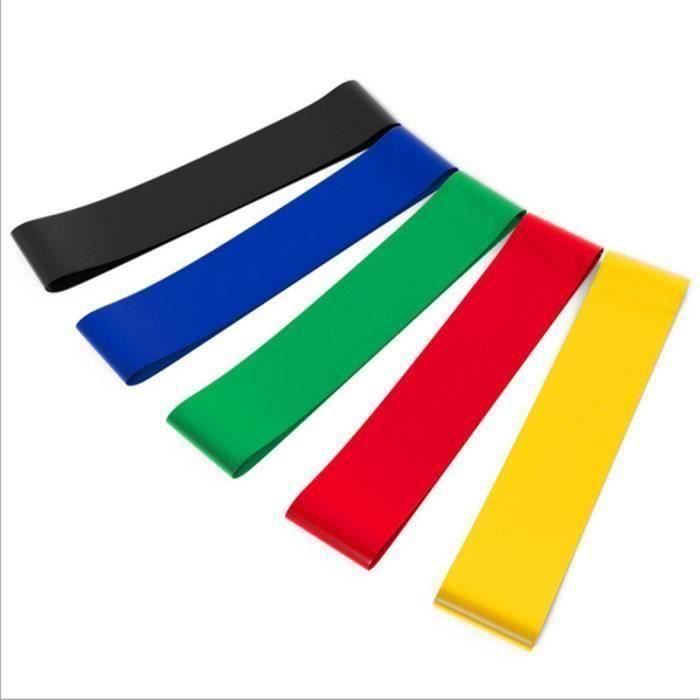 Set de 5 Bandes élastiques Sport Fitness Bandes de résistance & d'exercice en Latex naturel écologique, avec Sac