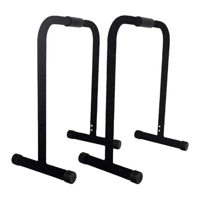 Barres parallèles réglables. Hauteur réglable Couleur : Noir. Poids du produit : 8,5 Kg. Pieds antidérapants. Matériel: Acier