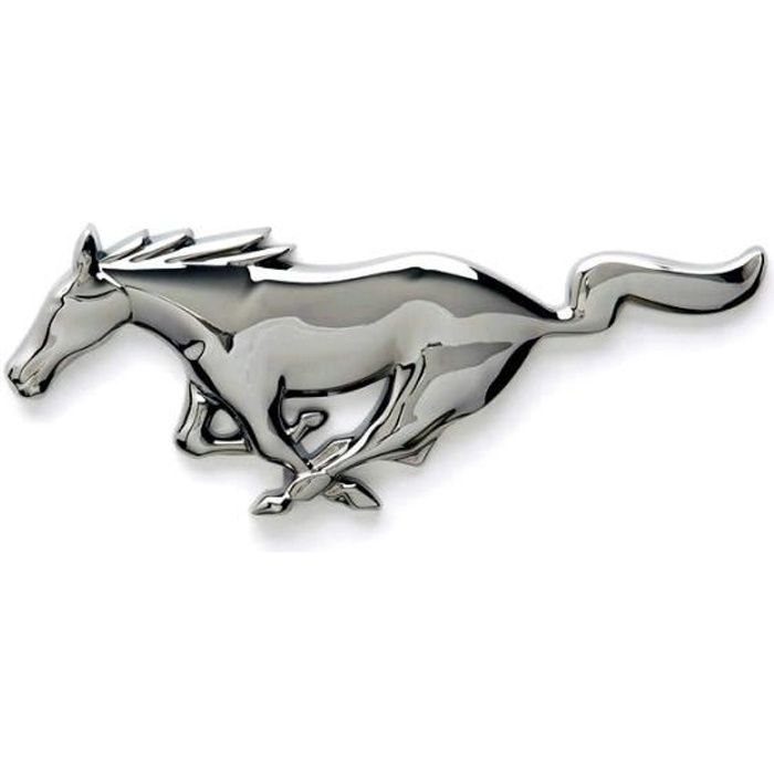 Accessoires auto intérieurs,Calandre de capot avant en métal chromé pour Ford Mustang, emblème de tête de cheval de course