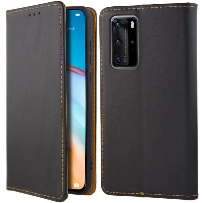 Coque Huawei P40 Pro Housse Etui Cuir Véritable - Noir - AVSCASE