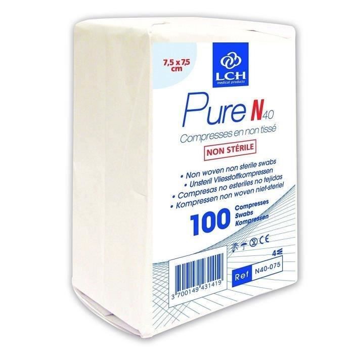 Lots de 600 compresses LCH - Non tissée et non stérile - 40 g - 7,5 x 7,5 cm