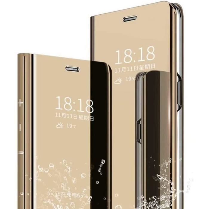 Coque Xiaomi Redmi Note 10S. Smart Case, Miroir de placage, Miroir Housse Coque Etui à Rabat, Housse Étui Xiaomi Redmi Note 10S.W
