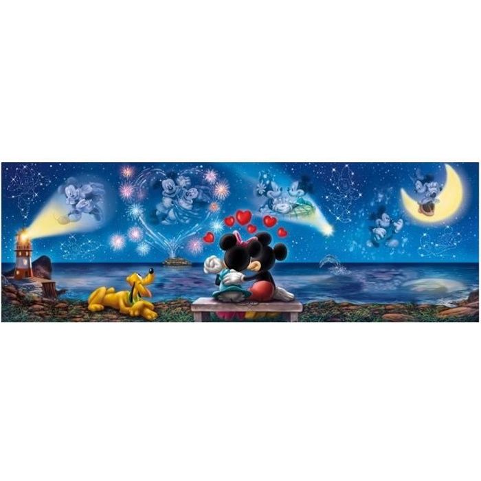 Puzzle Panorama Disney : Mickey Et Minnie Promenade En Amoureux - 1000 Pieces