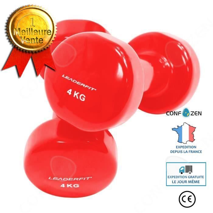 C® Sports Haltères fitness 4KG Petit fitness à domicile, corps minceur, exercice de yoga - rouge