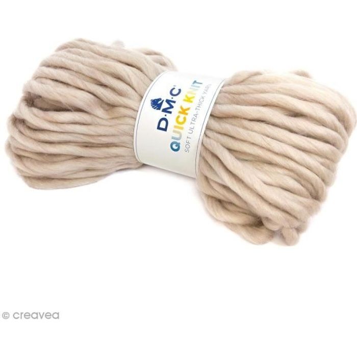 Laine Quick Knit DMC - 150 g Laine XXL Quick Knit, de DMC :Coloris: Beige 601Matière : 51% laine 49% acrylique Poids : 150 g