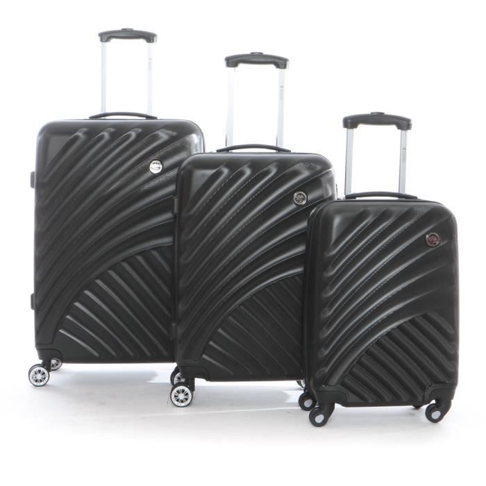 Set de 3 Bagages en ABS Geographical Norway Santoni Noir