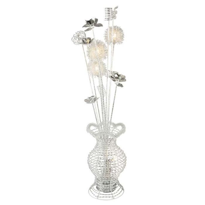 Lampe de table LED, design fleuri, argent, H 80 cm, FIORI