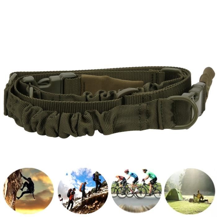 Tactiques réglables 2 points multifonction fusil fusil fronde sangle de sécurité élastique accessoire de chasse (vert)-REN