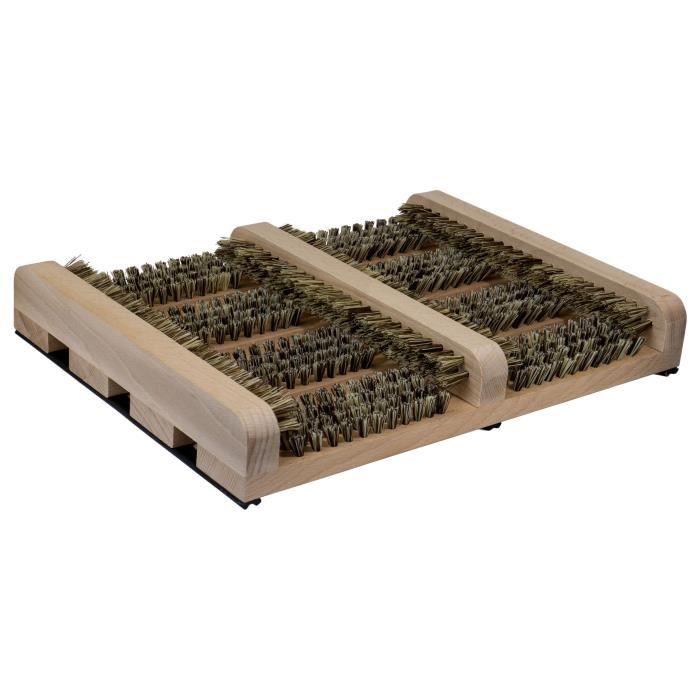 Gratte-Pieds Tapis Paillasson -LOGAN NATUREstyle- (36 x 27 x 5 cm), bois de hêtre, PVC poilst