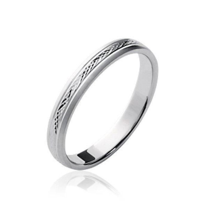 Bague alliance homme - anneau mariage fin ciselé - argent massif 925 rhodié