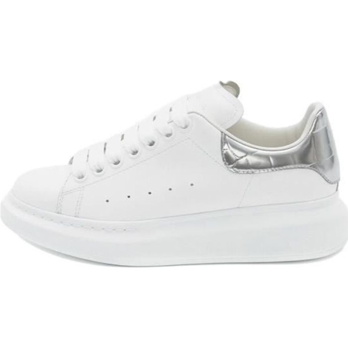 Alexanders Mcqueens MC Basket Chaussur Femme Homme Pas Cher Blanche et Silver