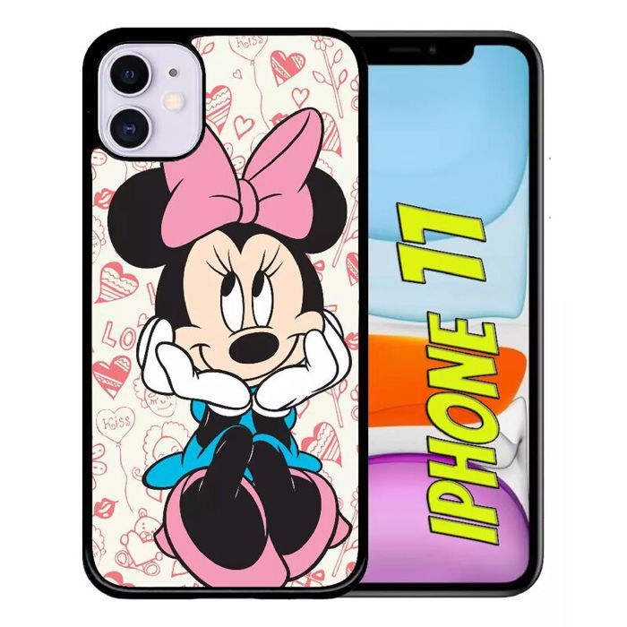 Coque iphone 11 - disney minnie love - noir