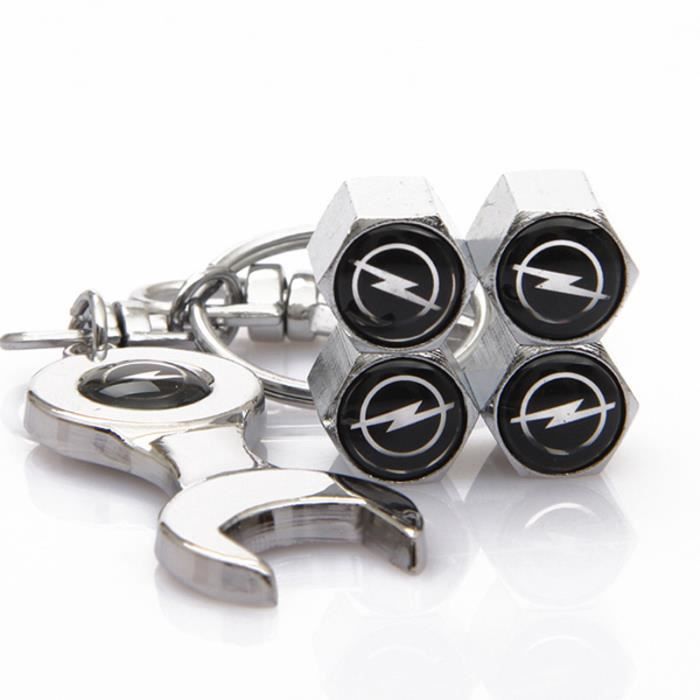 Lot de 4 bouchons de valve Opel + porte clés