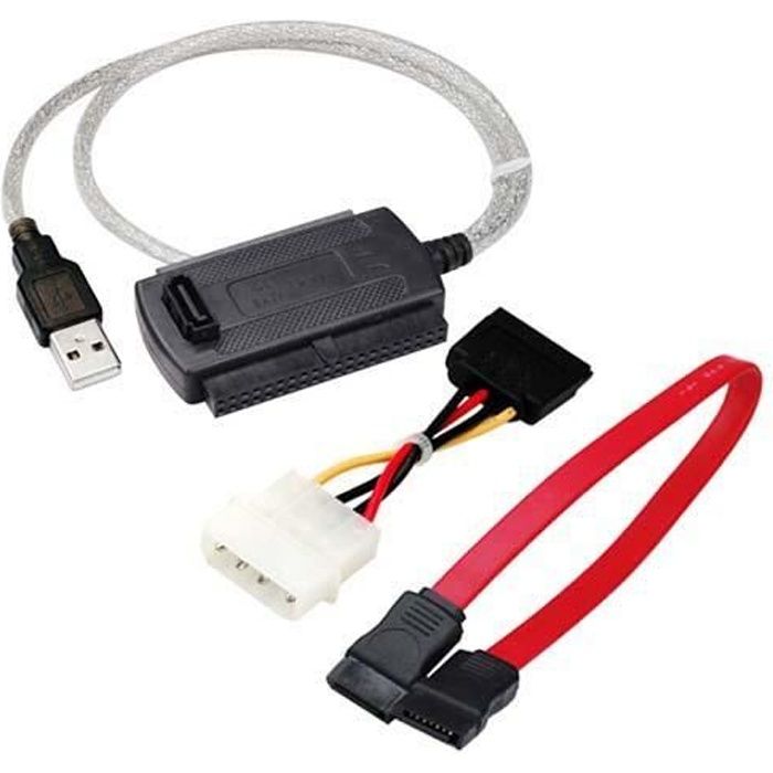 TRIXES Câble adaptateur SATA IDE 2,5/3,5- vers USB pour lecteurs de disques durs, PC