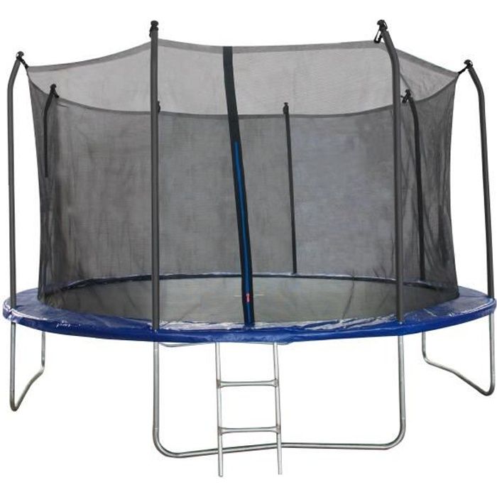 Trampoline 366 cm Noir et bleu TRIGANO Échelle et filet de protection inclus