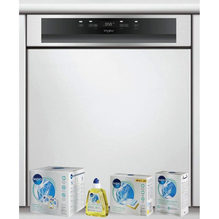 WHIRLPOOL LAVE-VAISSELLE intégrable encastrable bandeau Inox 46dB 14 couverts 60cm Moteur induction