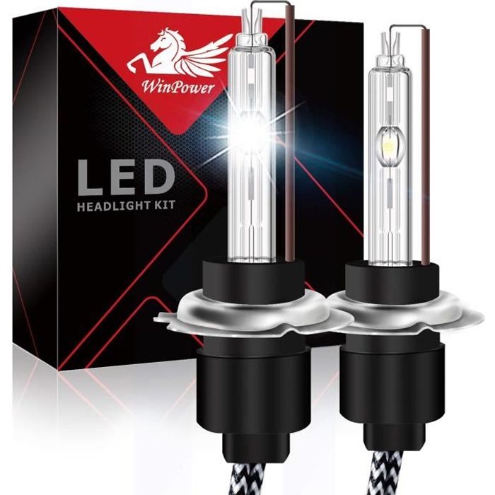 Win Power 55W H7 Ampoules phares HID au xénon Lampe de lumière 6000K Blanc Froid IP68 Lot de 2pcs