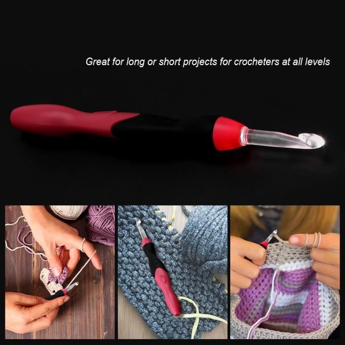 9 en 1 LED crochets Aiguilles Professional avec Grip pour tricoter un chandail----DQ FRANCE