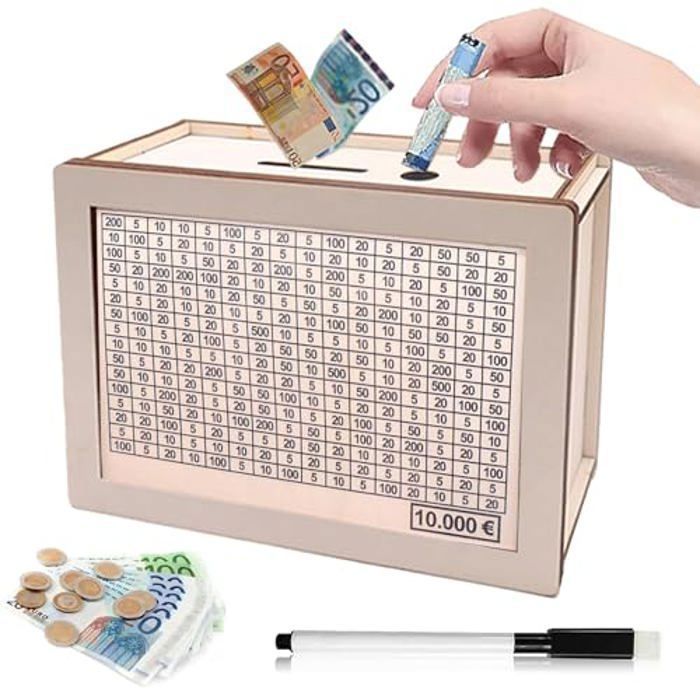Tirelire En Bois Avec Compteur Numérique - Épargne Réutilisable Avec Objectifs | Cadeau Original