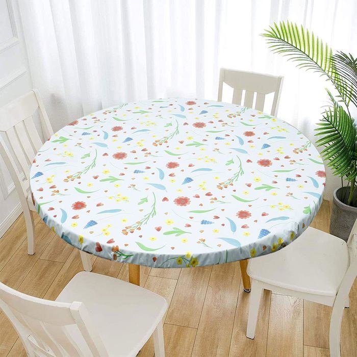 Nappe ronde imperméable et ajustée avec revers en flanelle - Résistante