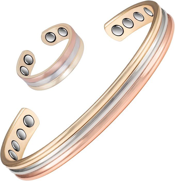 Bracelet Kada En Cuivre Pur Réglable - Magnétique & Gravure - Pour Hommes Et Femmes - Style Élégant & Ésotérique